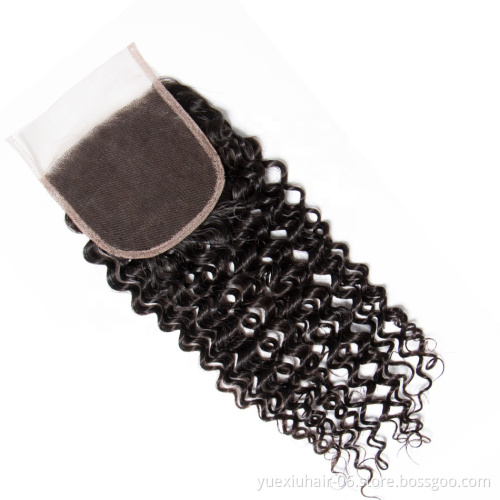 Grade 10A Pure Virgin Hair Cuticle Aligned Brazilian Hair Curly Wave Hair Extension with 4x4 Lace Closure for Women